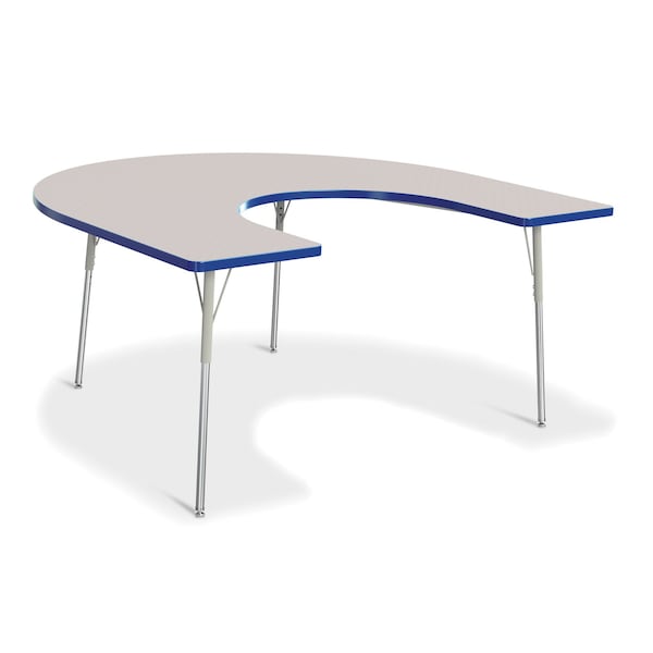Berries Horseshoe Activity Table, 66 in. x 60 in., A-height, Freckled Gray/Blue/Gray